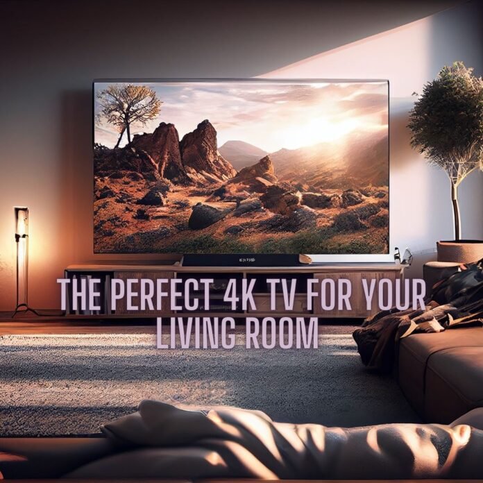 A stunning 4K TV in a modern living room, showcasing vivid colors and a cinematic display